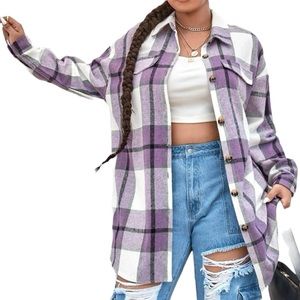 Women’s Purple Plaid Shacket Jacket